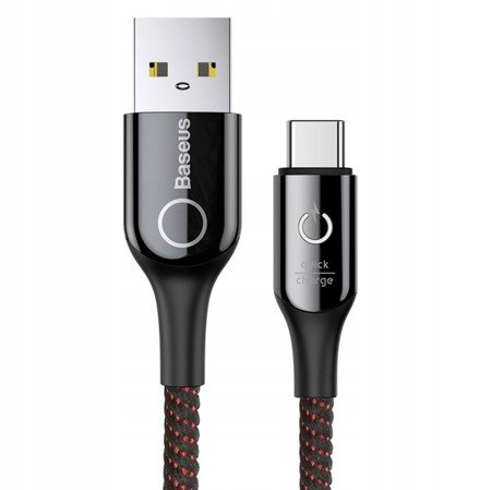 Baseus C-Shaped Light | Kabel z diodą LED USB - Type-C szybkie ładowanie Quick Charge 3.0 3A 100cm EOL