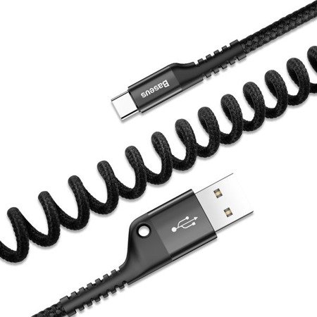 Baseus Fish eye | Elastyczny wzmocniony sprężynowy kabel USB-C Type-C 1m