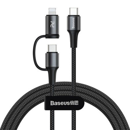 Baseus Twins 2w1 | Kabel Type-C - Type-C / Lightning do iPhone Power Delivery 3.1 Quick Charge 3.0 100cm | czarny EOL